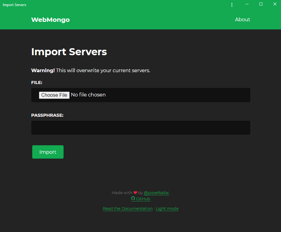 Import page